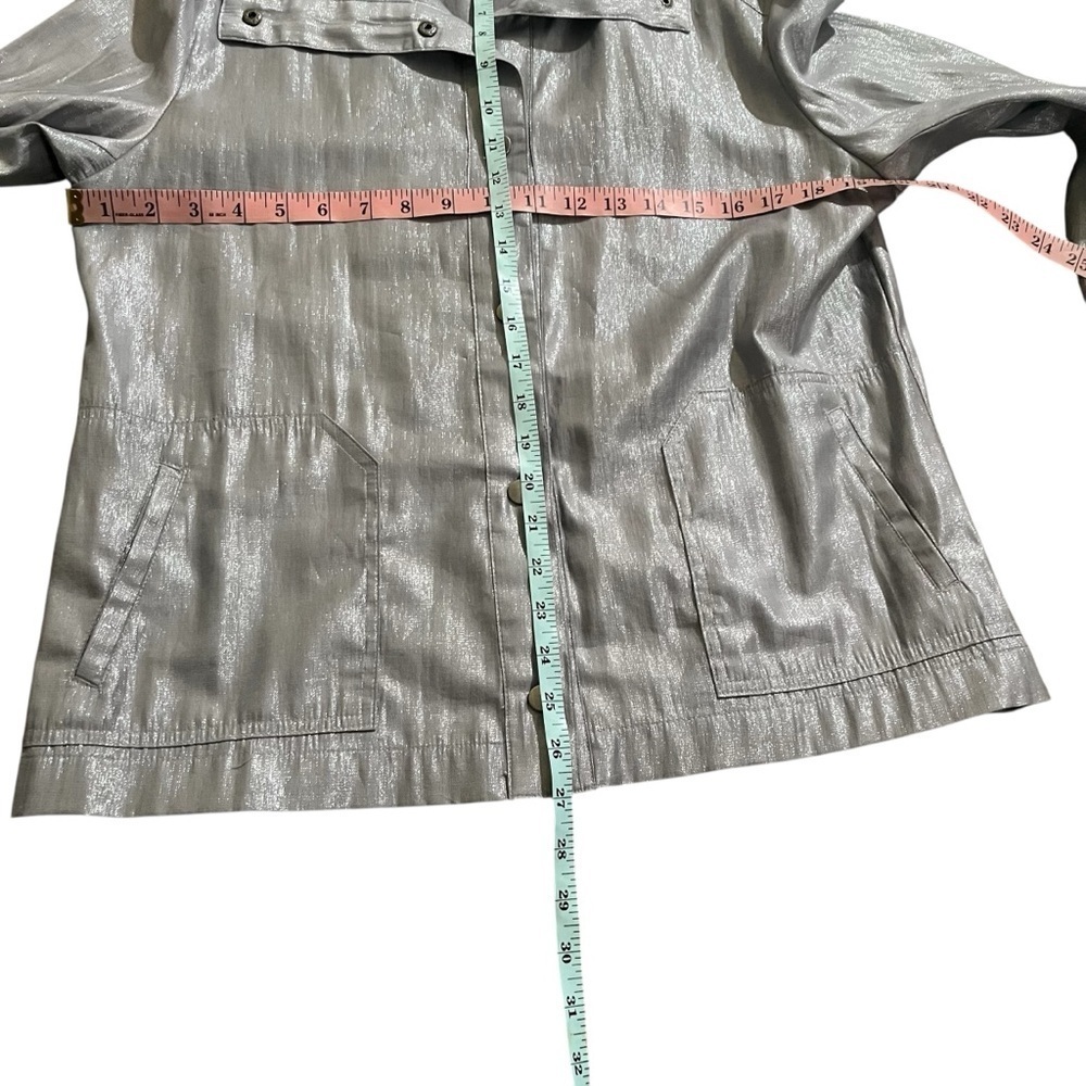 New N Touch Shiny Silver-Grey Snap-Closure Jacket Size 12 - Picture 4 of 7